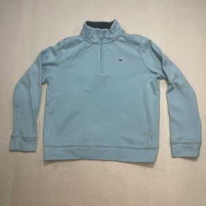Vineyard Vines Boys Quarter Zip Pullover Light Blue Whale Logo Size 7